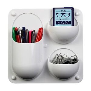 NEW Wall-Mounted Organizer Caddy with 3 Sections for Storing Supplies White